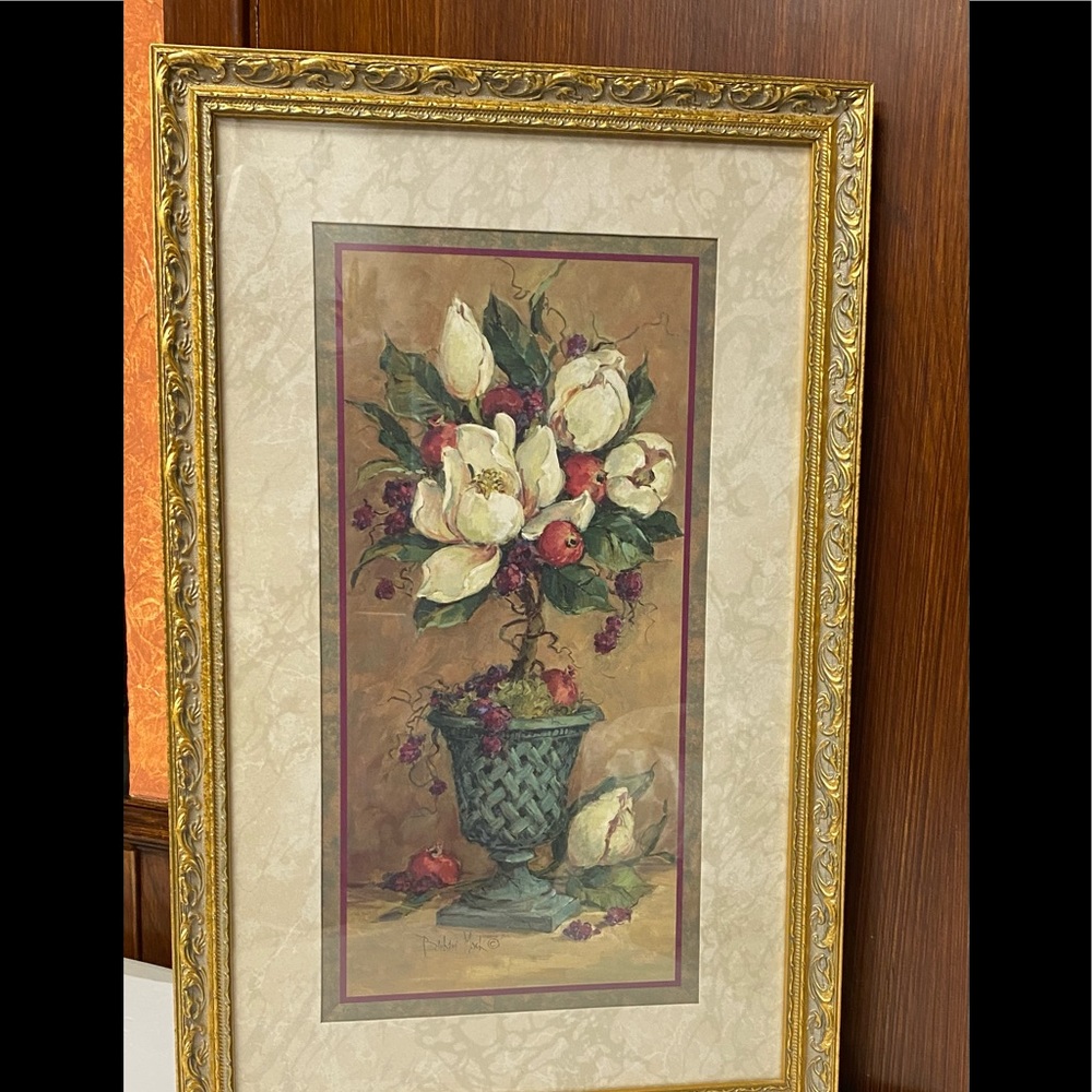 Vintage Home interiors gold ornate fruits topiary picture